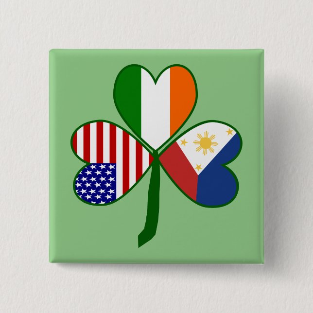 Philippine Flagga Shamrock Knapp (Framsida)