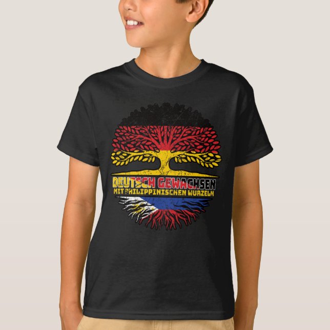 Philippinen Philippinisch Deutsch Deutschland Baum T Shirt (Framsida)