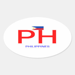 Philippines - Euro-stil Ovalklistermärke Ovalt Klistermärke
