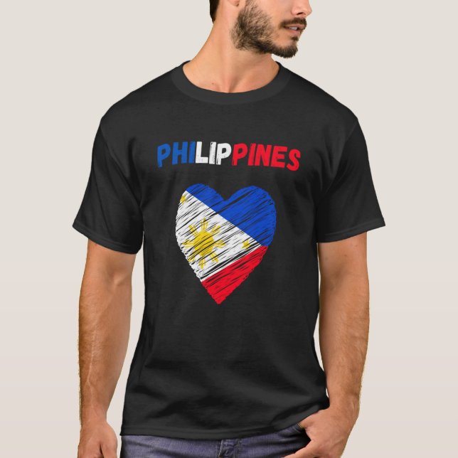 Philippines Flag Holiday Philippines Heart Filipin T Shirt (Framsida)