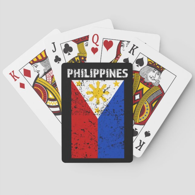 Philippines flagga - bekymrade leka kort spel kort (Baksidan)