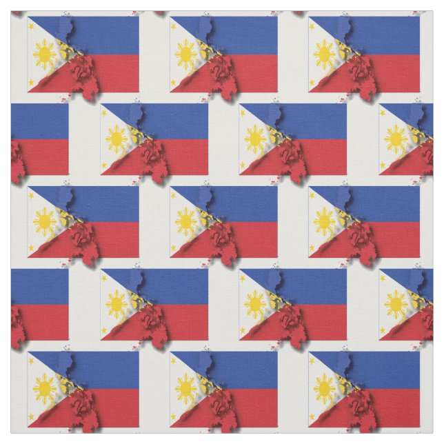 PHILIPPINES Flagga Filipino Karta disline Tyg (Provkarta)