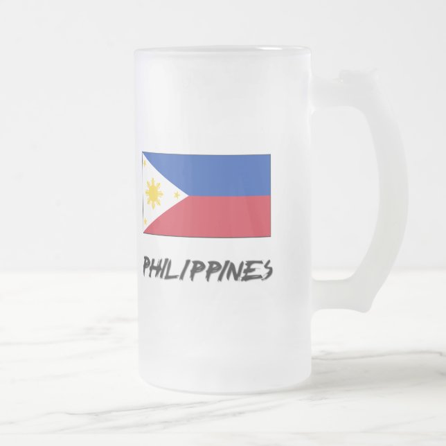 Philippines flagga frostat ölglas (Höger)