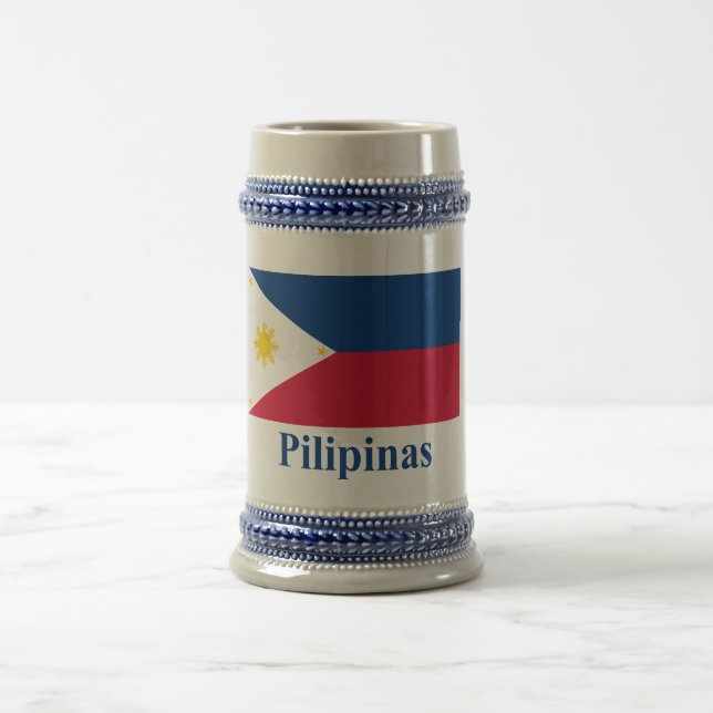 Philippines flagga med namn i filippin sejdel (Center)