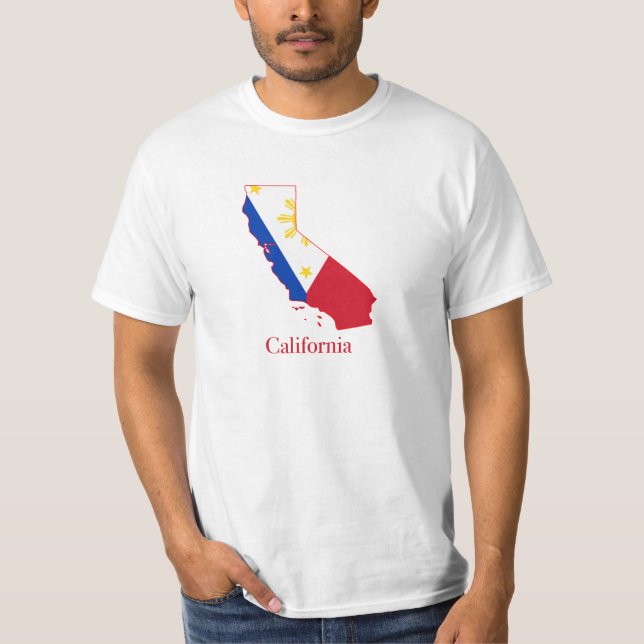 Philippines flagga över den Kalifornien kartan T-shirt (Framsida)