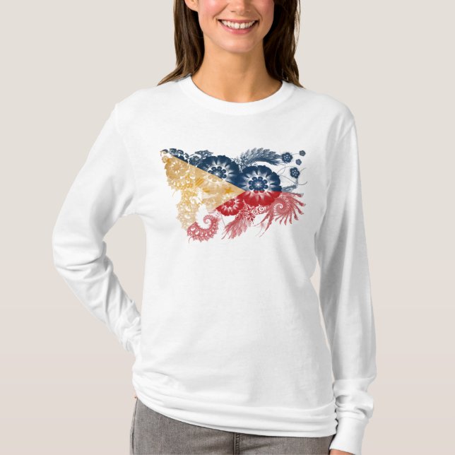 Philippines flagga t-shirt (Framsida)