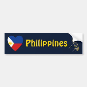 Philippines flaggahjärta + Kartabildekal Bildekal