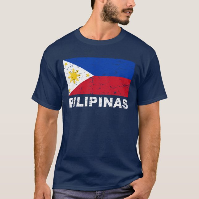 Philippines flaggavintage t shirt (Framsida)