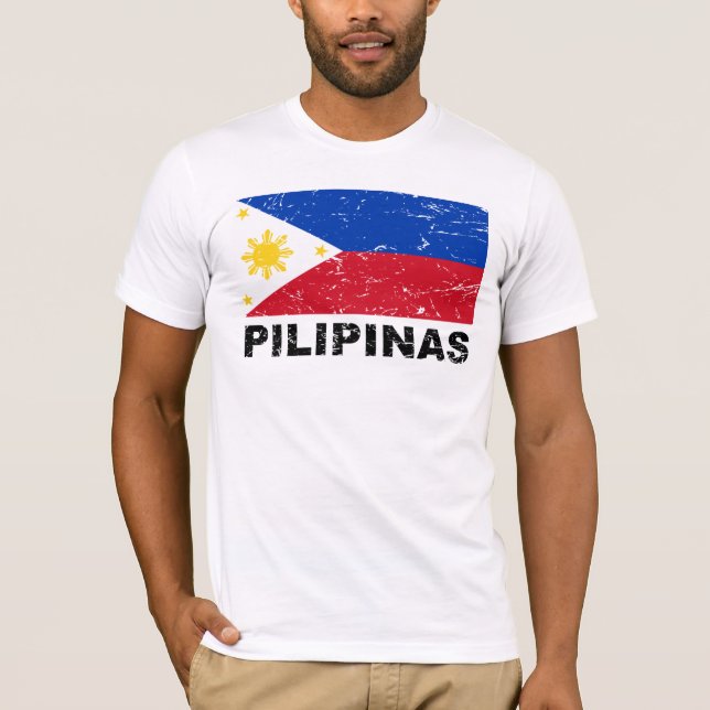 Philippines flaggavintage t shirt (Framsida)