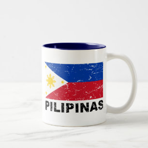 Philippines flaggavintage Två-Tonad mugg