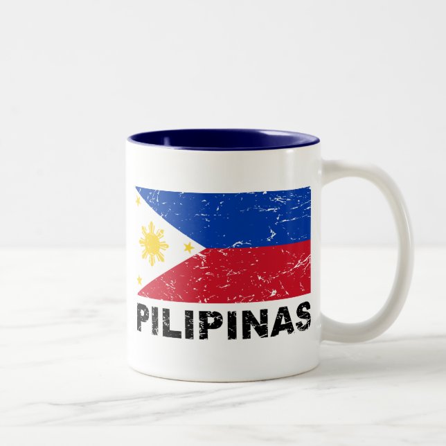 Philippines flaggavintage Två-Tonad mugg (Höger)