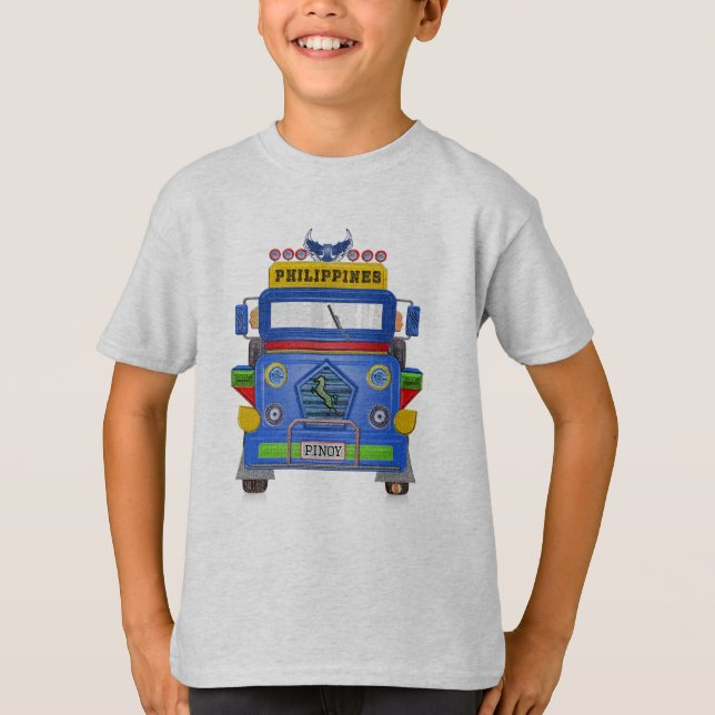 Philippines Jeepney, skämtsamt och färgrikt T Shirt (Framsida)