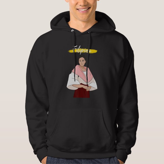 Philippines Pinay Filipina Filipiniana Proud Woman Hoodie (Framsida)
