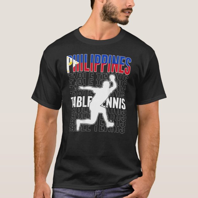 Philippines Table Tennis Fans  Philippine Flag Pin T Shirt (Framsida)