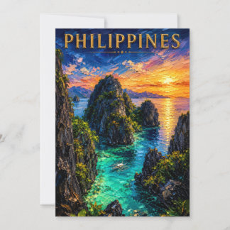 Philippines: Tropical Sunset Palawan Coast Art Sou Inbjudningar