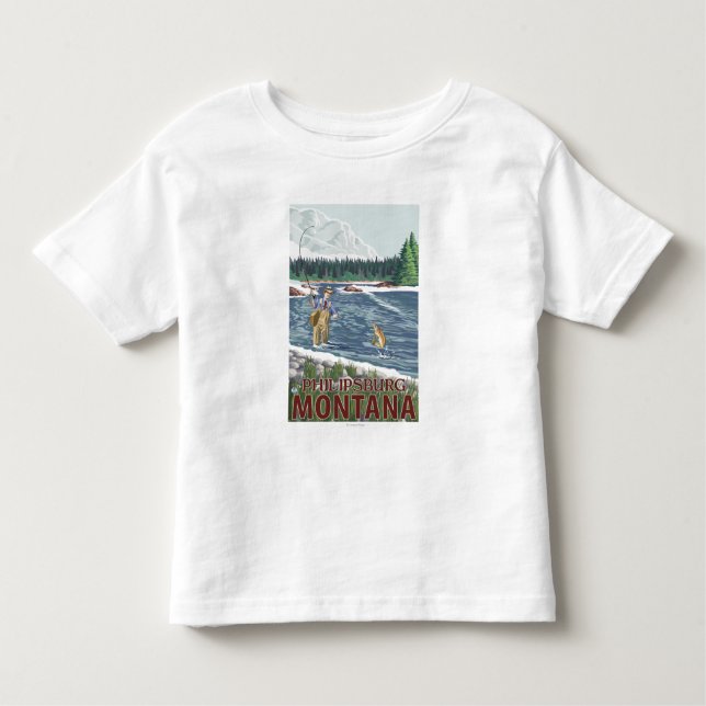 Philipsburg MontanaFly fiskare Tee Shirt (Framsida)