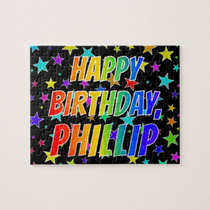 "PHILLIP" First Namn, Roligt "GRATTIS PÅ FÖDELSEDA Pussel