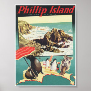 Phillip Island Australia Vintage resor Poster