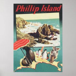 Phillip Island, Australien Vintage resor Poster