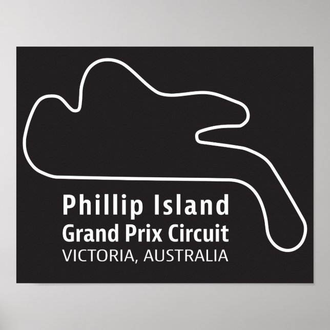 Phillip Island Grand Prix Circuit Track Art Poster (Framsidan)