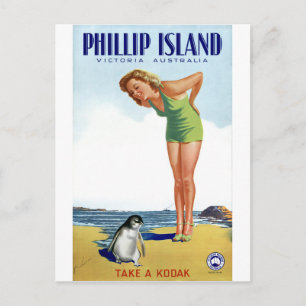 Phillip Island Victoria Australien Vintage Affisch Vykort