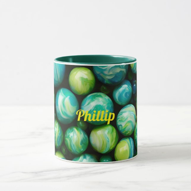 PHILLIP ~ Mugg personlig ~ Grönt Marbles ~ (Center)