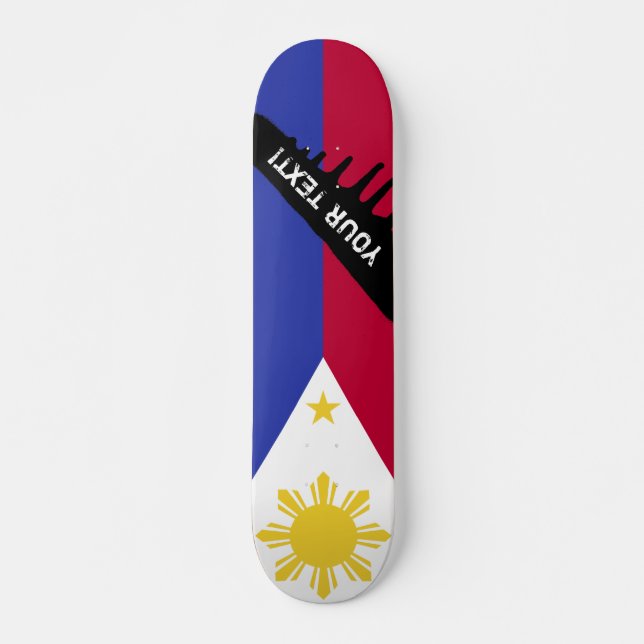 Phillipines flagga mini skateboard bräda 18,7 cm (Framsida)
