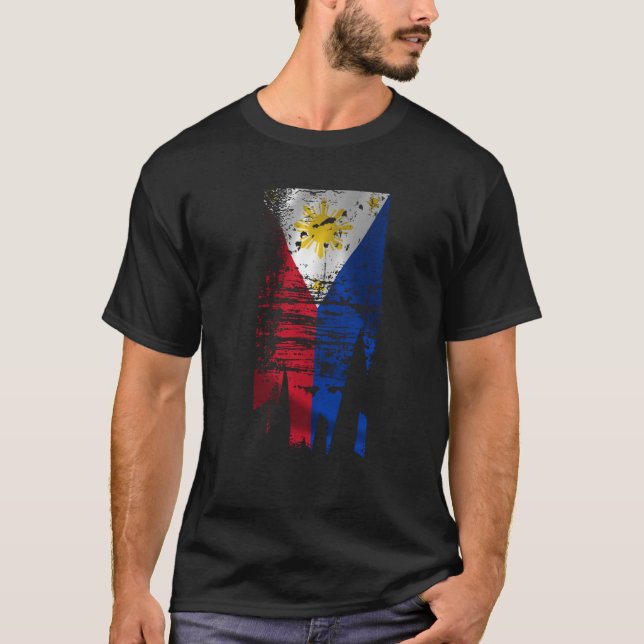 Phillipines stressade Flagga T Shirt (Framsida)