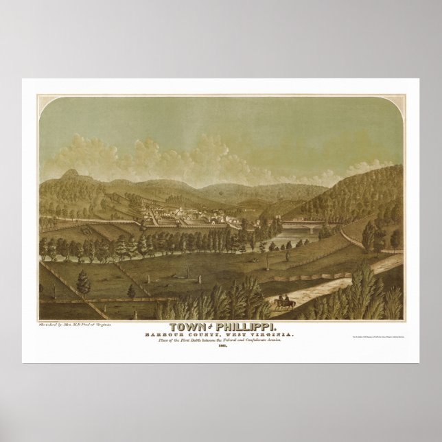 Phillippi, WV Panoramic Karta - 1861 Poster (Framsidan)