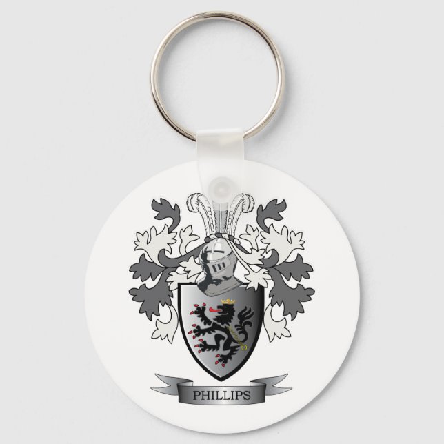 Phillips Family Crest Jackar om Arm Nyckelring (Framsida)