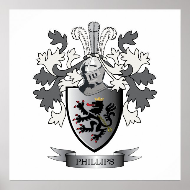 Phillips Family Crest Jackar om Arm Poster (Framsidan)