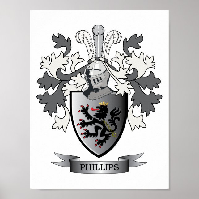 Phillips Family Crest Jackar om Arm Poster (Framsidan)