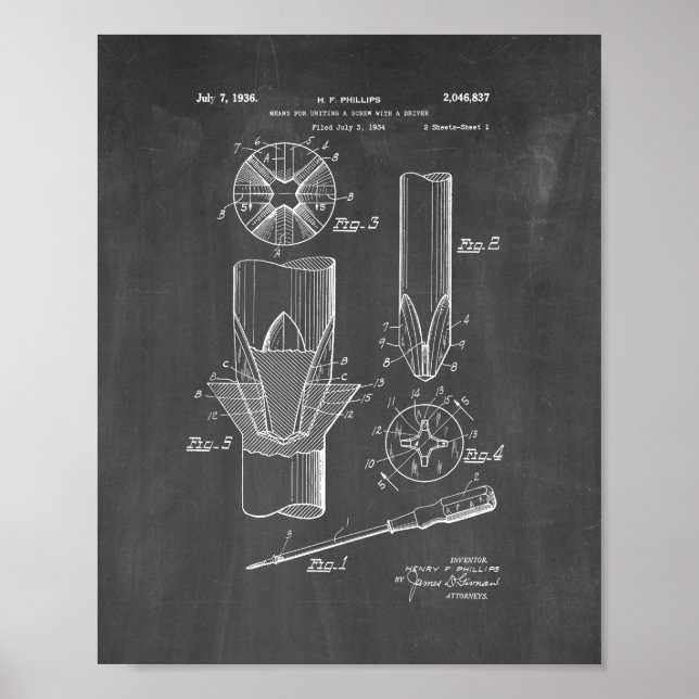 Phillips head Screwdriver Patent - Chalkboard Poster (Framsidan)