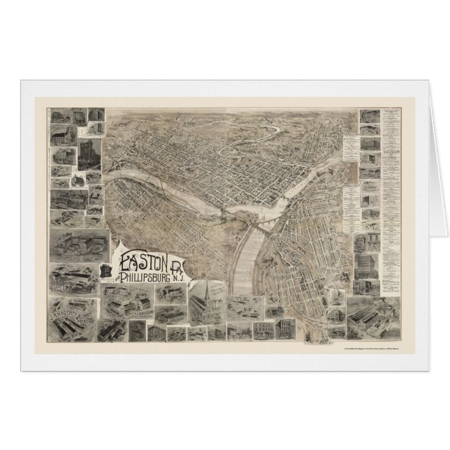 Phillipsburg, NJ & Easton, panorama- karta för PA Hälsningskort (Framsidan Horizontal)