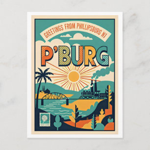 Phillipsburg NJ Retrokonsttryck – P'Burg Vykort