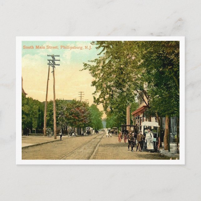 Phillispburg NJ S Main St 1910s Vykort (Framsida)