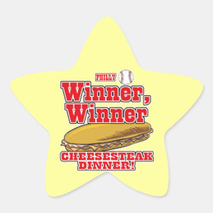 Philly Baseball Winner Winner Cheesesteak Dinner Stjärnformat Klistermärke