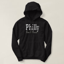 Philly born och upphöjt svart hodie.