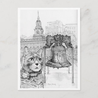 Philly Cat besöker Liberty Bell Vykort