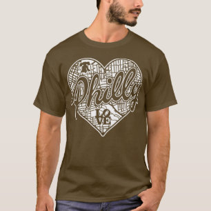 Philly City Street Karta Liberty Bell Kärlek Phila T Shirt