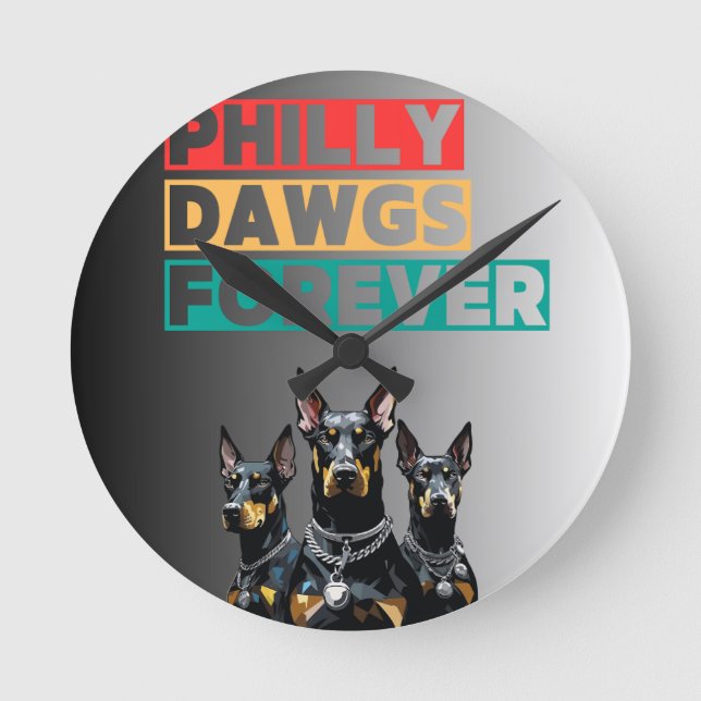 Philly Dawgs Forever Wall Clock – Philly Pride Rund Klocka (Framsida)