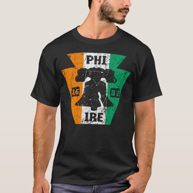 PHILLY FAN IRISH FLAG IRE LIBERTY BELL PHILADELPHI T SHIRT (Framsida)