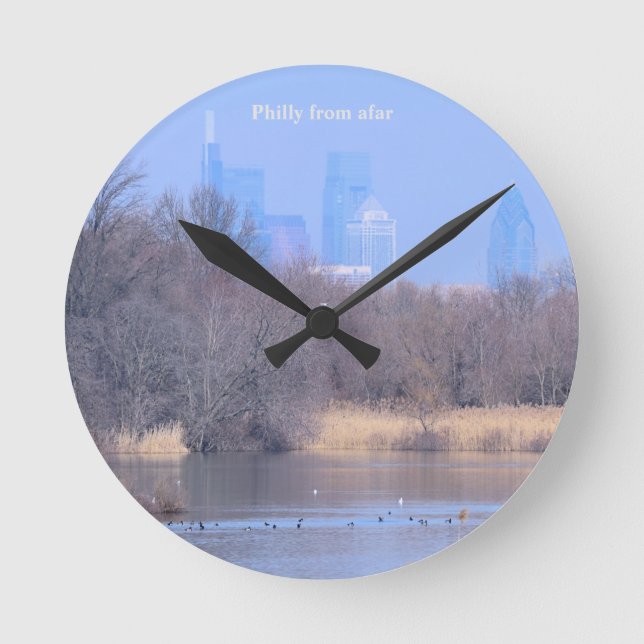 Philly from Afar Acrylic Wall Clock Rund Klocka (Framsida)