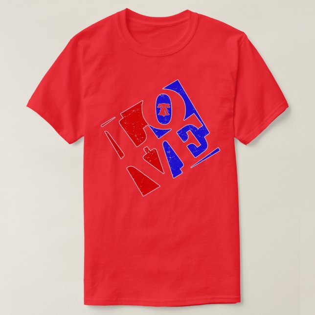 Philly Kärlek Red White och Blue Liberty Bell Phil T Shirt (Design framsida)
