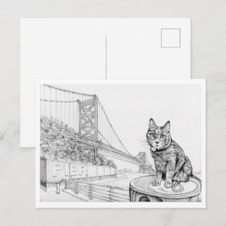 Philly-katt nära Ben Franklin Bridge Vykort