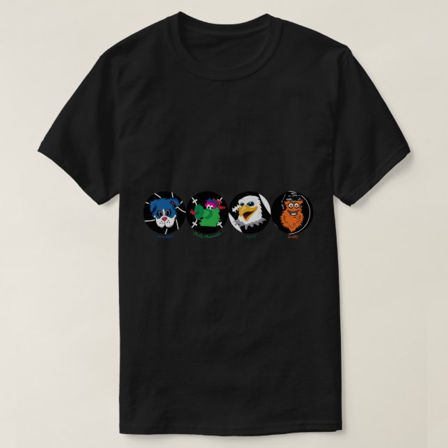 Philly Mascots Sticker T Shirt (Design framsida)