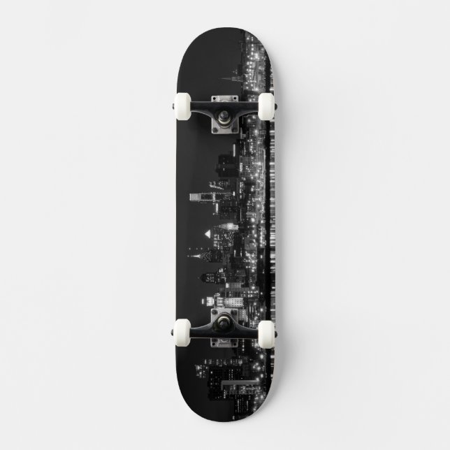 Philly night b/w old school skateboard bräda 21,6 cm (Framsida)