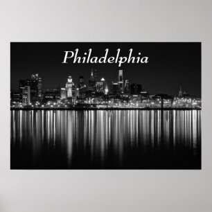 Philly night b/w poster