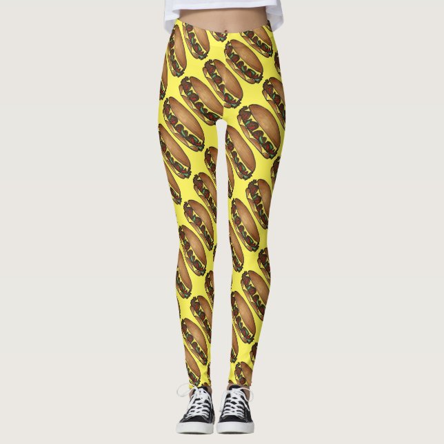 Philly Philadelphia Cheese Steak Cheesesteak Food Leggings (Framsida)