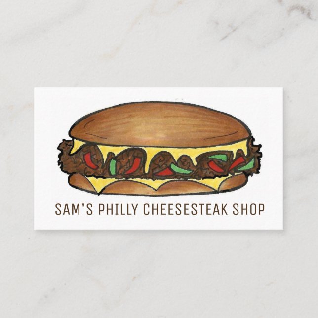 Philly Philadelphia Cheese Steak Sandwich Food Visitkort (Framsida)